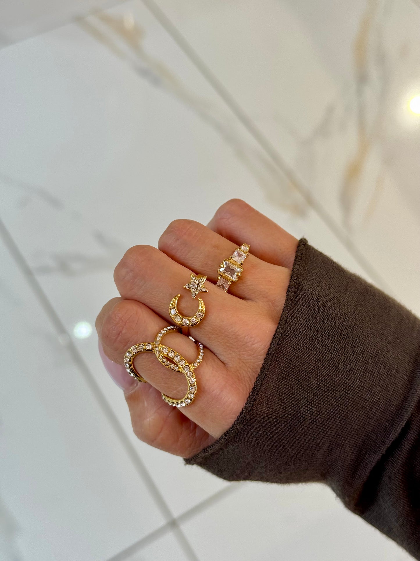 Bague strass Dupe croisée coloris or