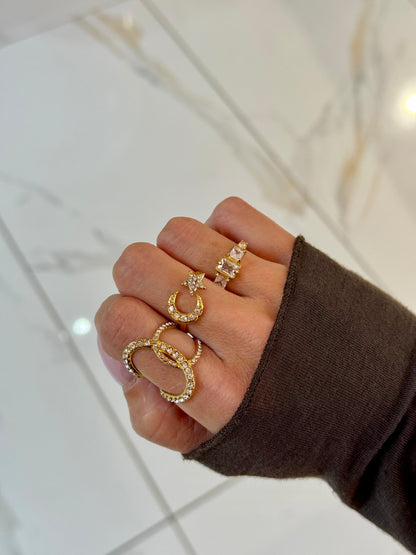 Bague strass Dupe croisée coloris or