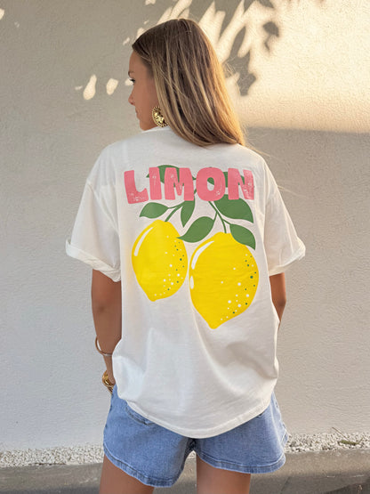 T-shirt col V lemon  - Blanc