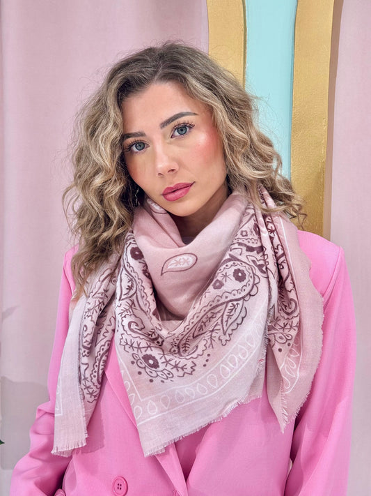 Chèche bandana rose pastel