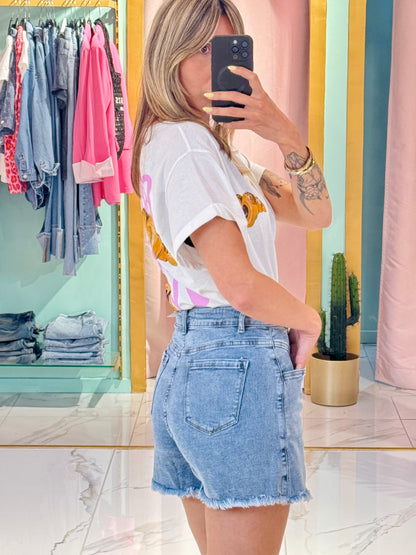 Jupe-short en jean boutonnée 