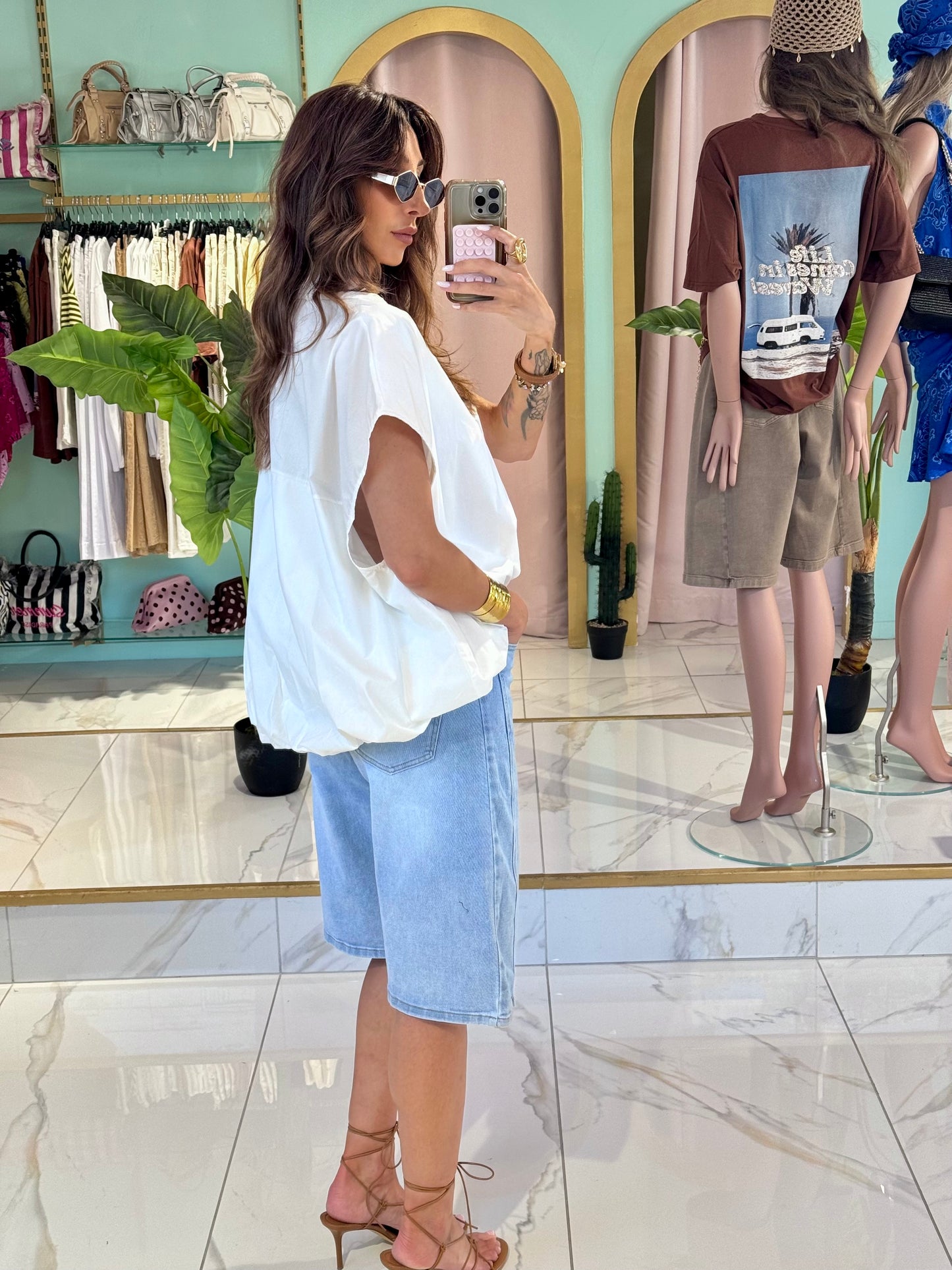 Chemise maxi oversize sans manches - blanc