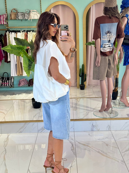 Chemise maxi oversize sans manches - blanc