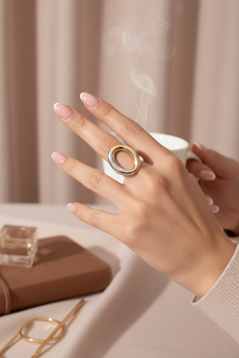 Bague ronde bicolore