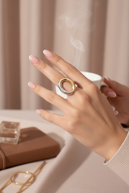 Bague ronde bicolore