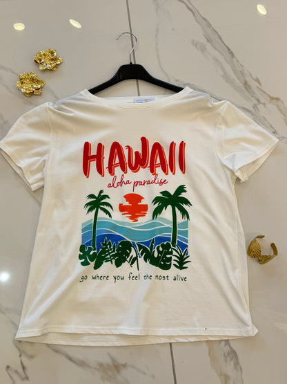 T-shirt Hawaï blanc