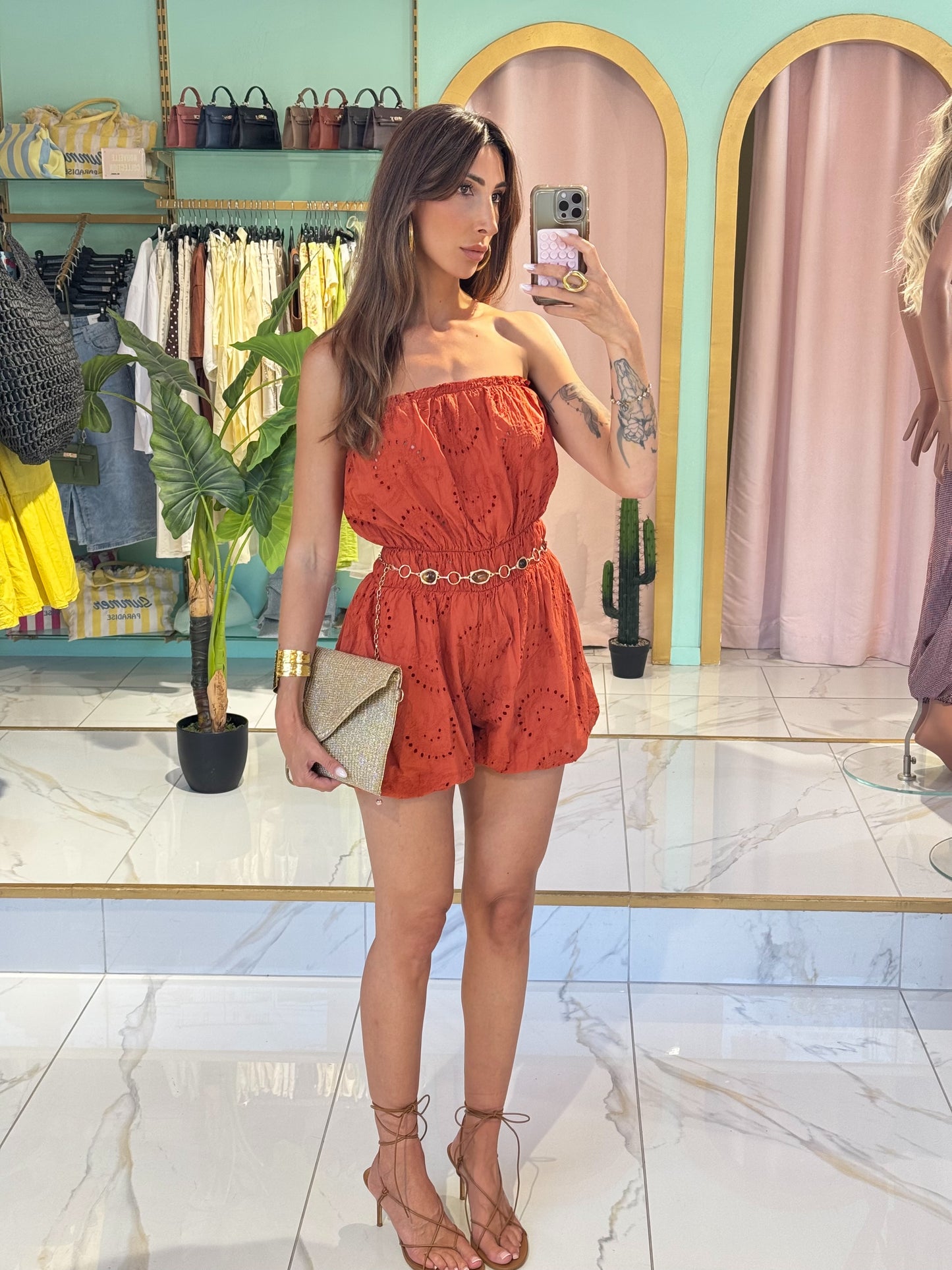 Combi short baloon- terracota
