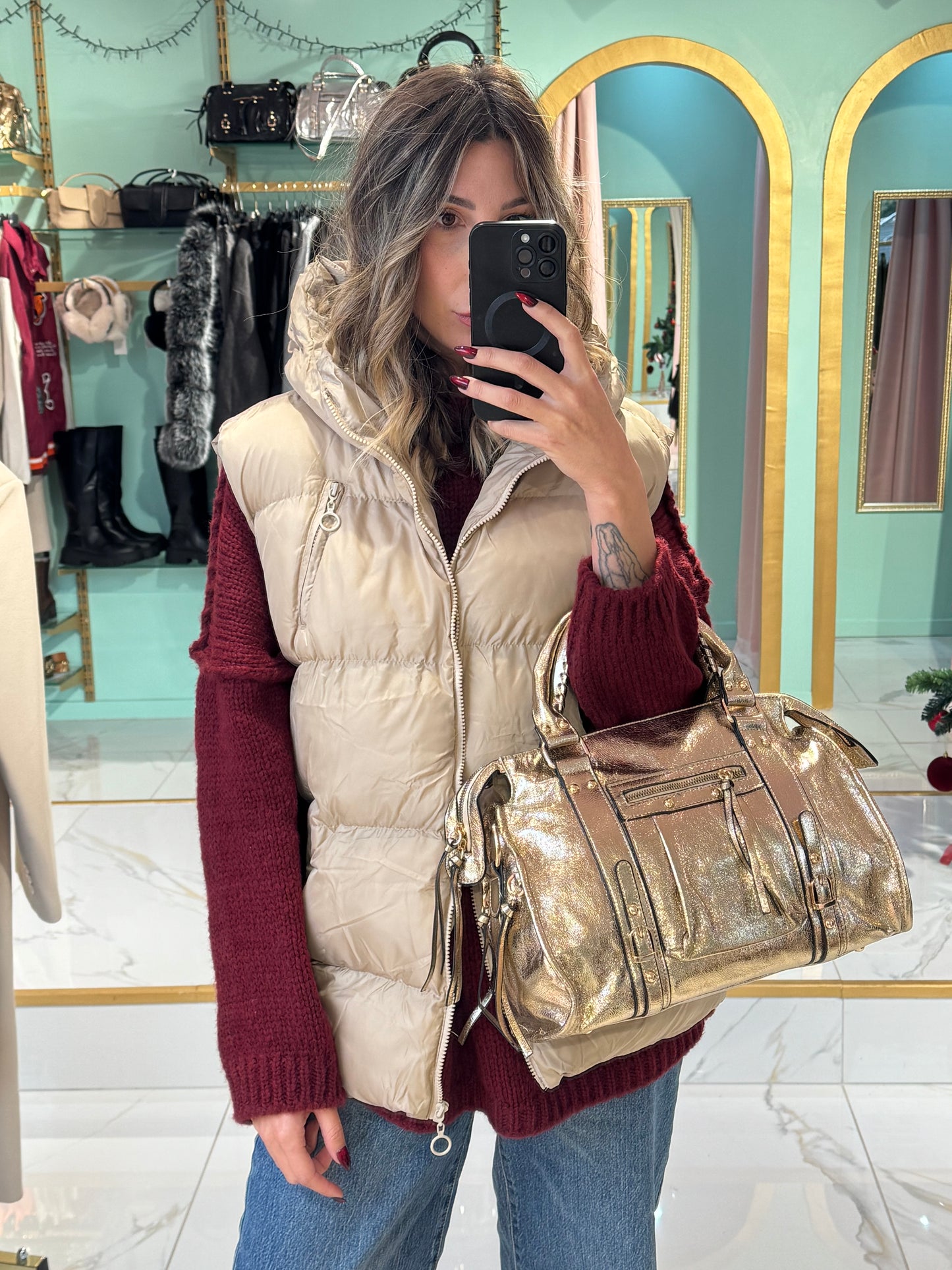 Sac dupe B format grand doré
