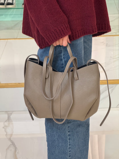 Sac Dupe En Cuir Grainé - taupe