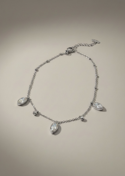 Chaîne de cheville strass coloris argent