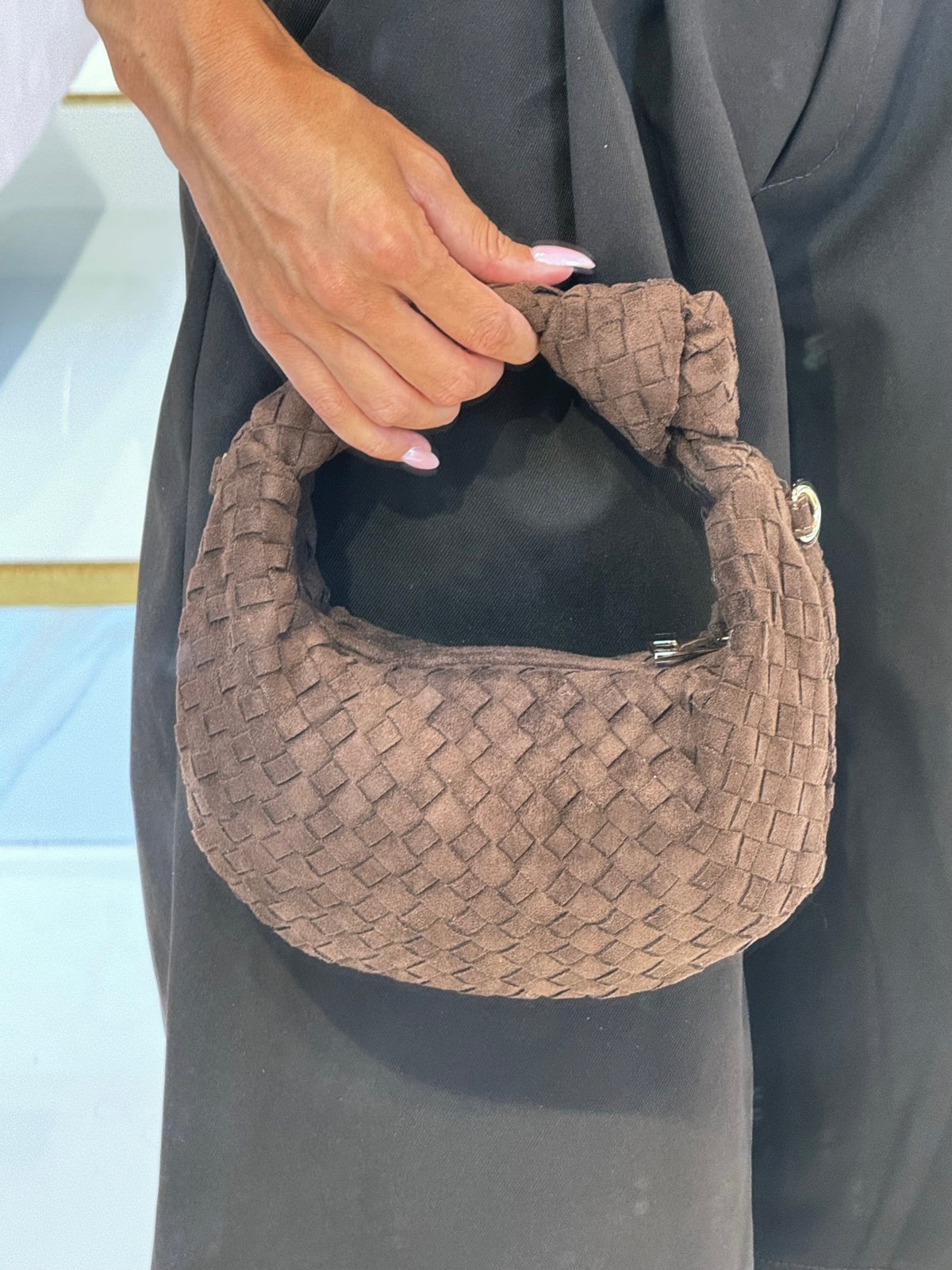 Sac dupe Boto façon nubuck tressé - marron