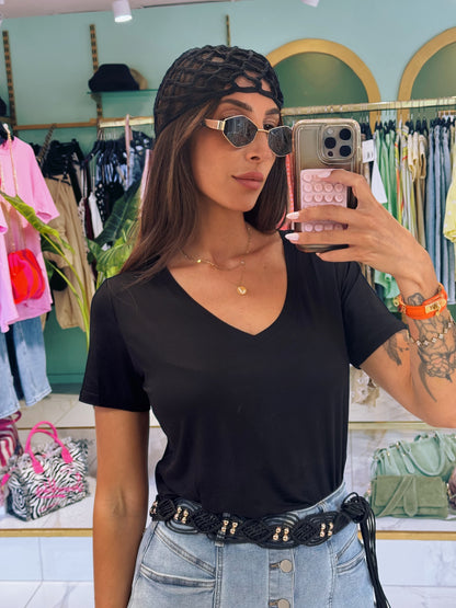 T-shirt Col V Ultra Doux – Noir