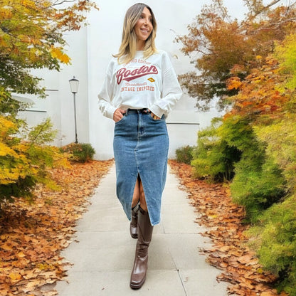 Bottes Hautes Marron à Talons Bloc avec Zip Latéral