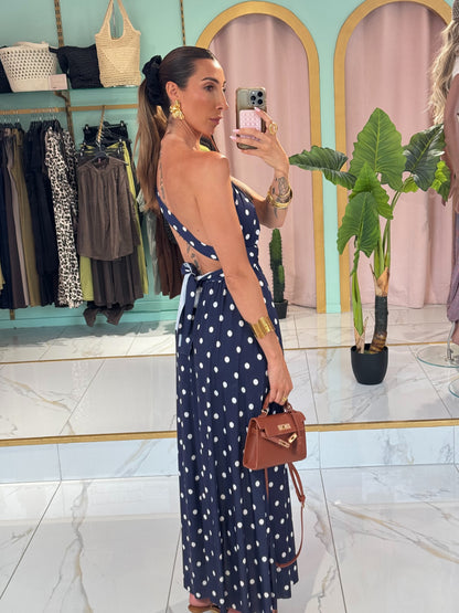 Robe Multi-Positions - bleu marine  à pois blanc