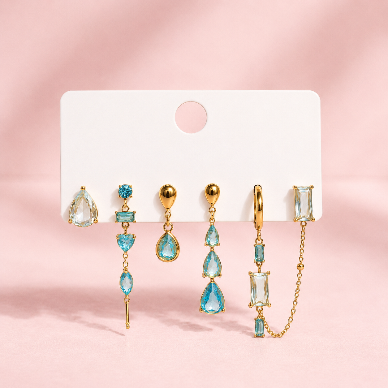Parure d’oreille cristaux Swan- bleu ciel
