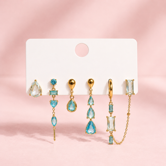 Parure d’oreille cristaux Swan- bleu ciel