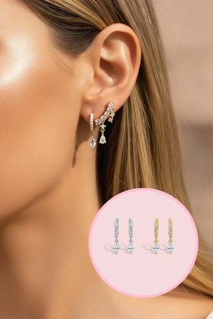 Bo  spacy anneau strass et petite goutte strass