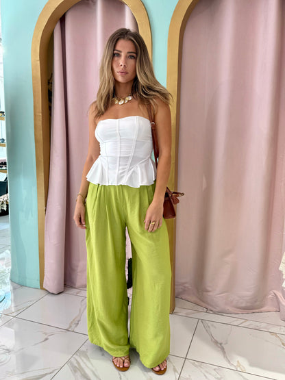 Top bustier avec coque & lacet dans le dos - blanc