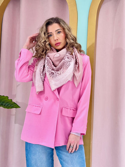 Chèche bandana rose pastel