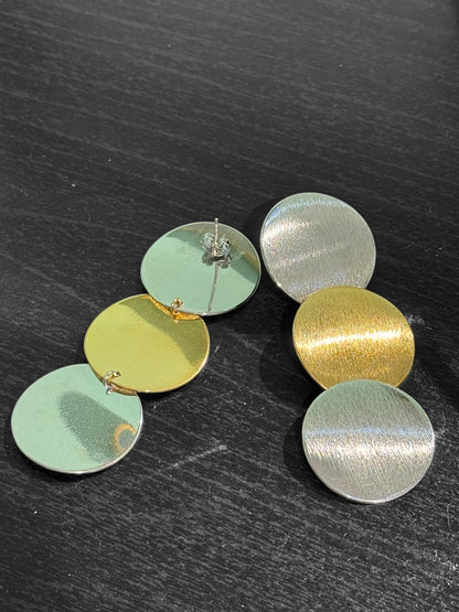 Boucle d’oreille trio de ronds bicolores