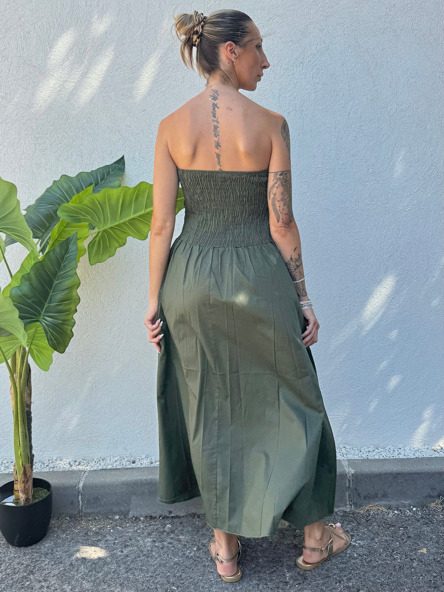 🌿 Robe Longue Bandeau – kaki