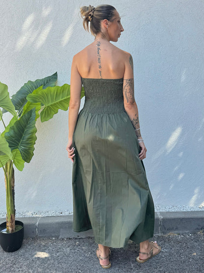 🌿 Robe Longue Bandeau – kaki