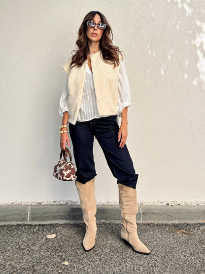 Bottes façon nubuck beige