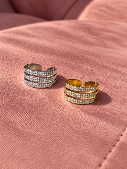 Bague strass triple