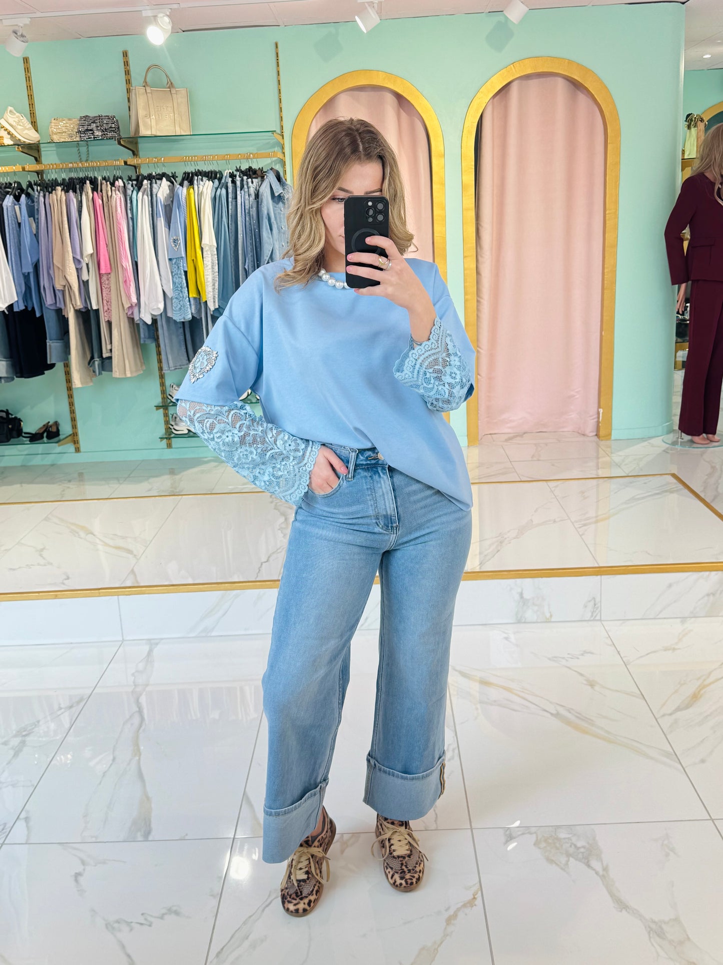 Jean marivy à revers bleu clair