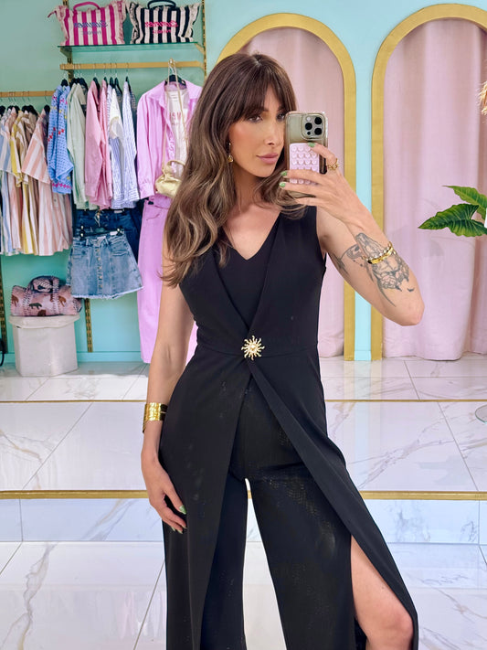 Combinaison pantalon avec broche soleil -noire