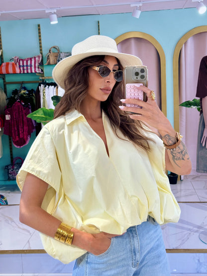 Chemise maxi oversize sans manches - jaune