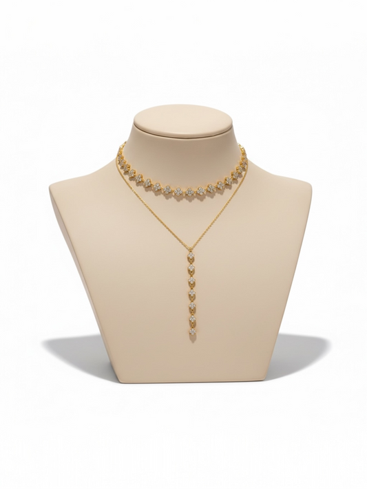 Collier chocker trèfles à 4 feuilles coloris or