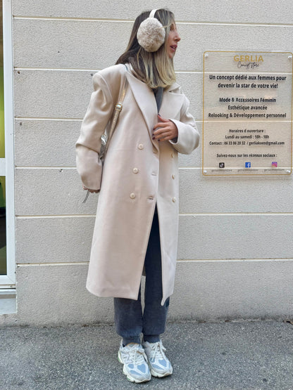 Manteau long structuré dupe beige