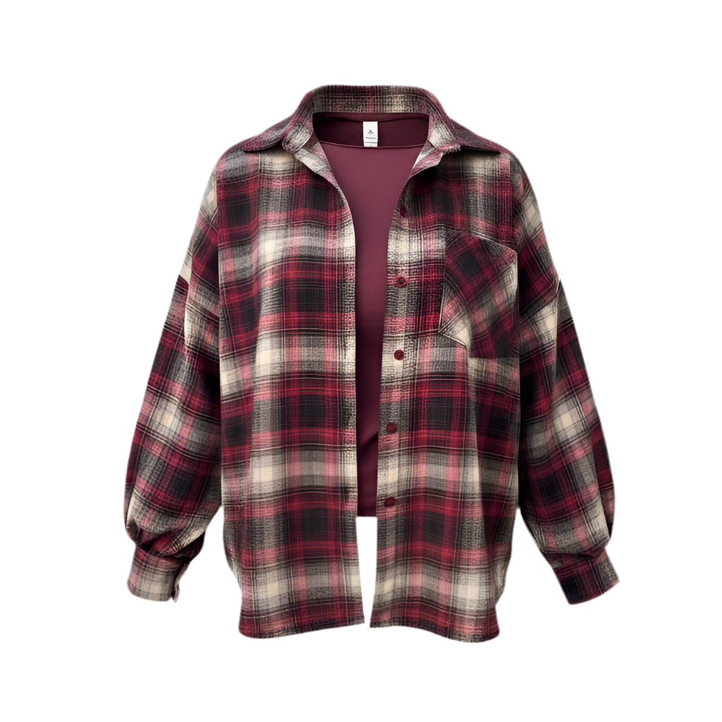 Chemise à carreaux bordeaux