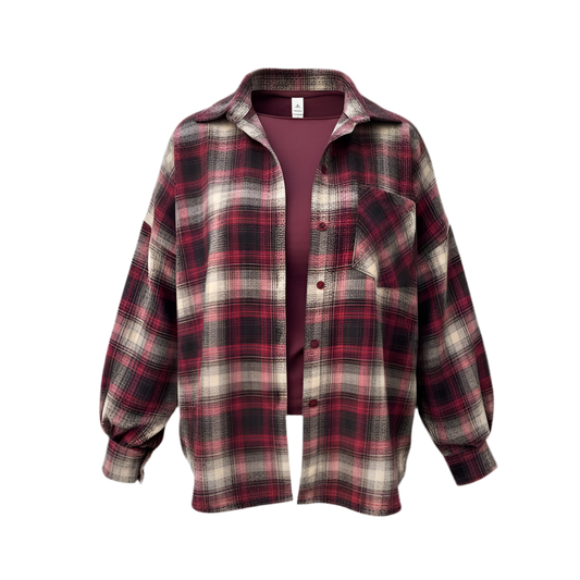 Chemise à carreaux bordeaux