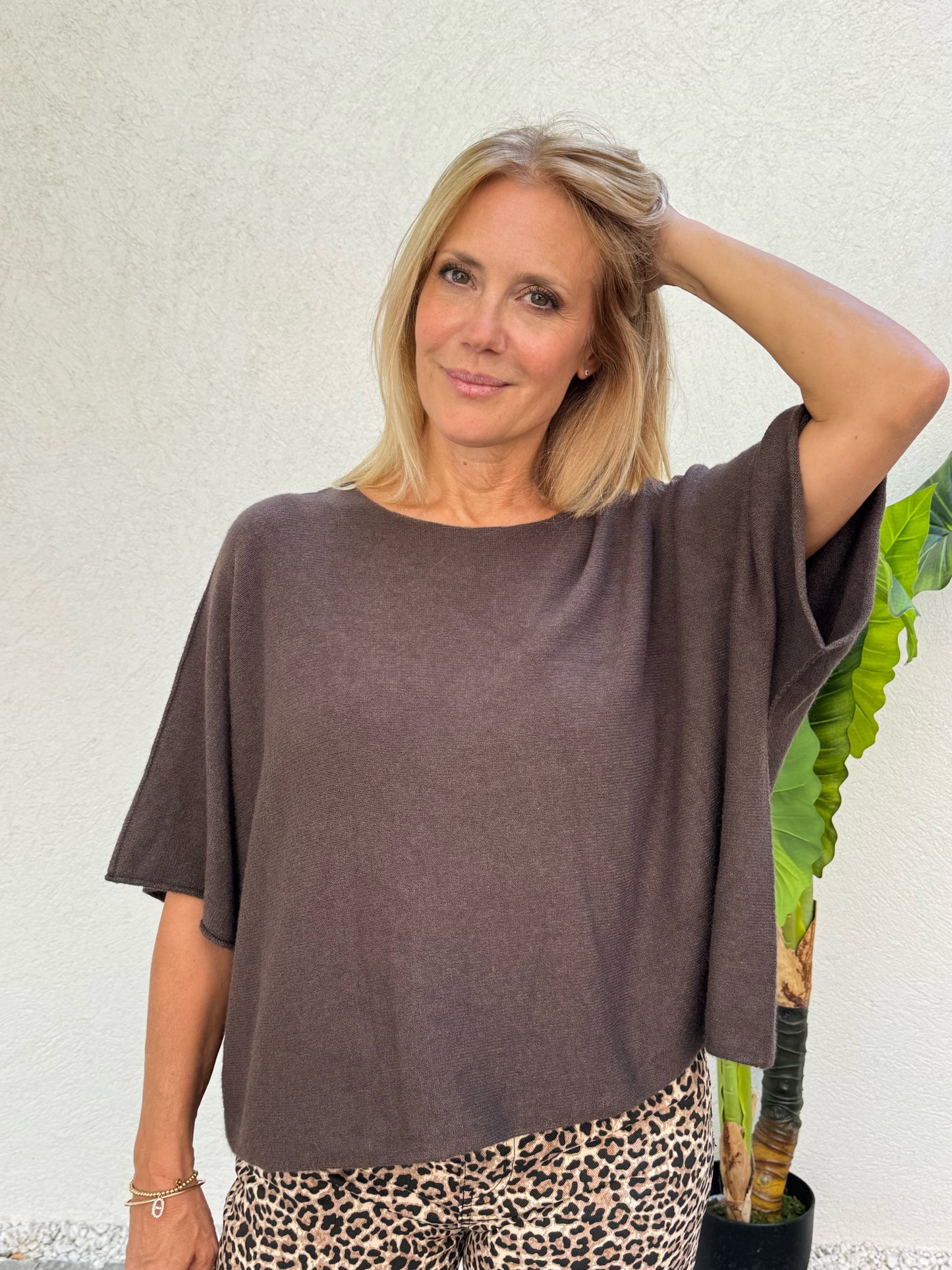 Maille basique loose et douce chocolat