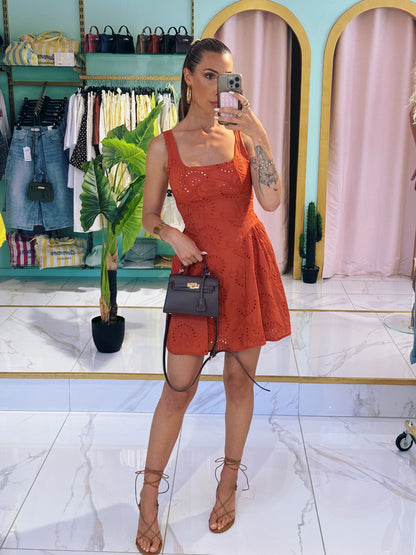Robe crochet patineuse - terracota