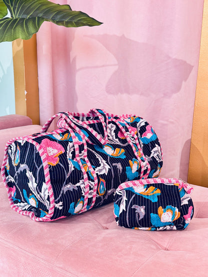 Sac week-end matelassé + pochette offerte - noir