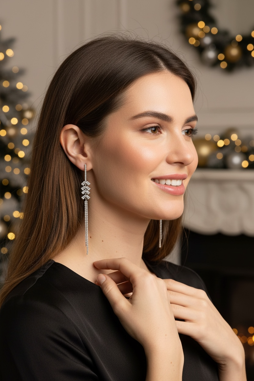 Boucle d’oreille cascade de strass modèle jane