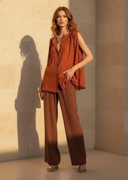 Blouse légère sans manches- terracota