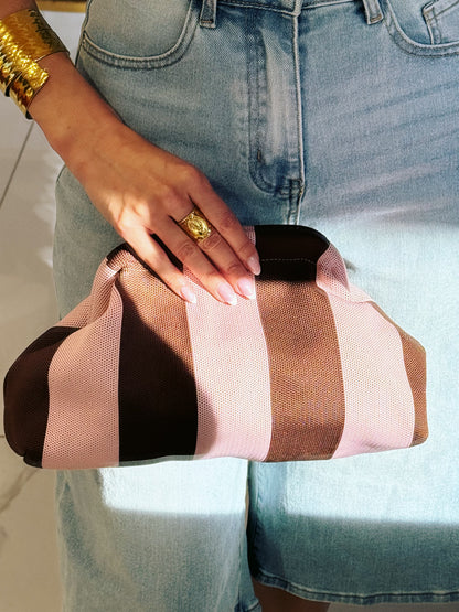 Pochette rose et marron