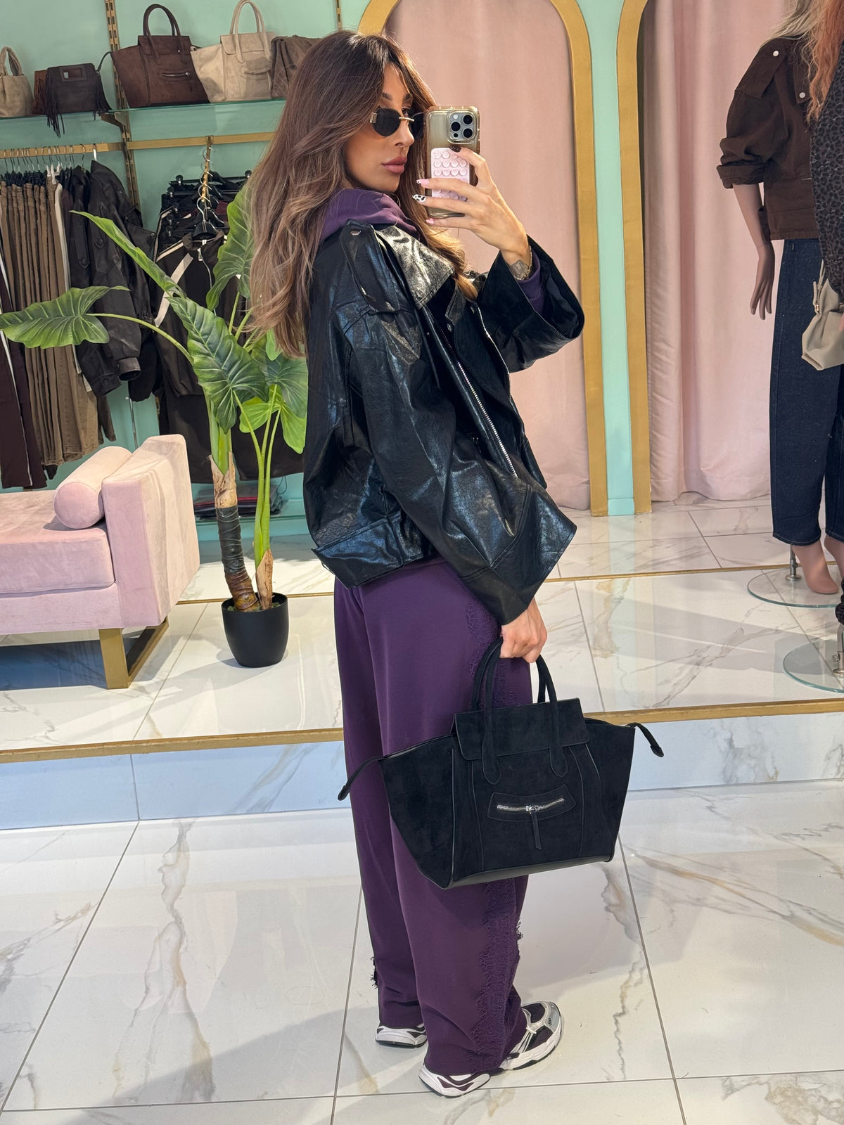 Perfecto oversize en simili cuir- noir