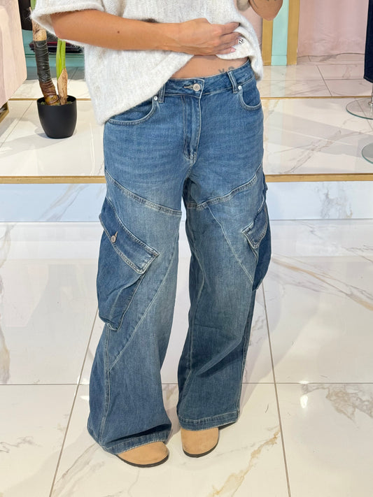 Jean Marivy Mid Blue – Balloon Wide Leg