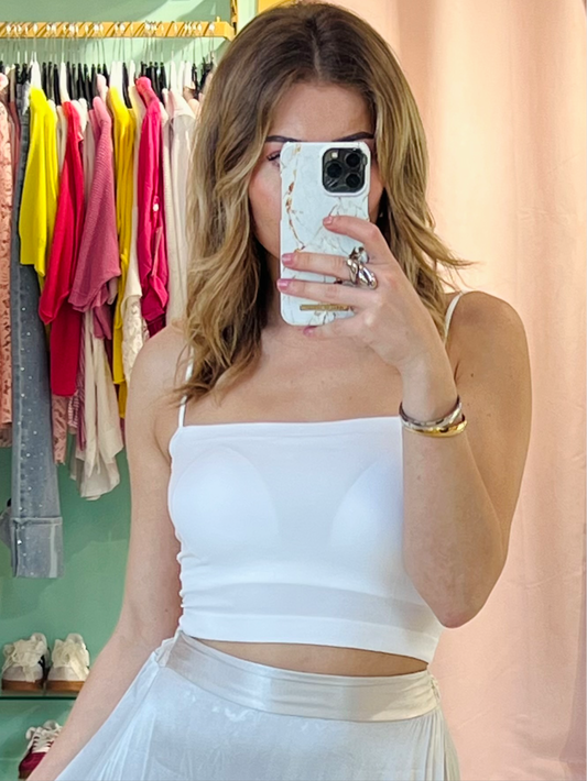 Bandeau fines bretelles et coques - blanc
