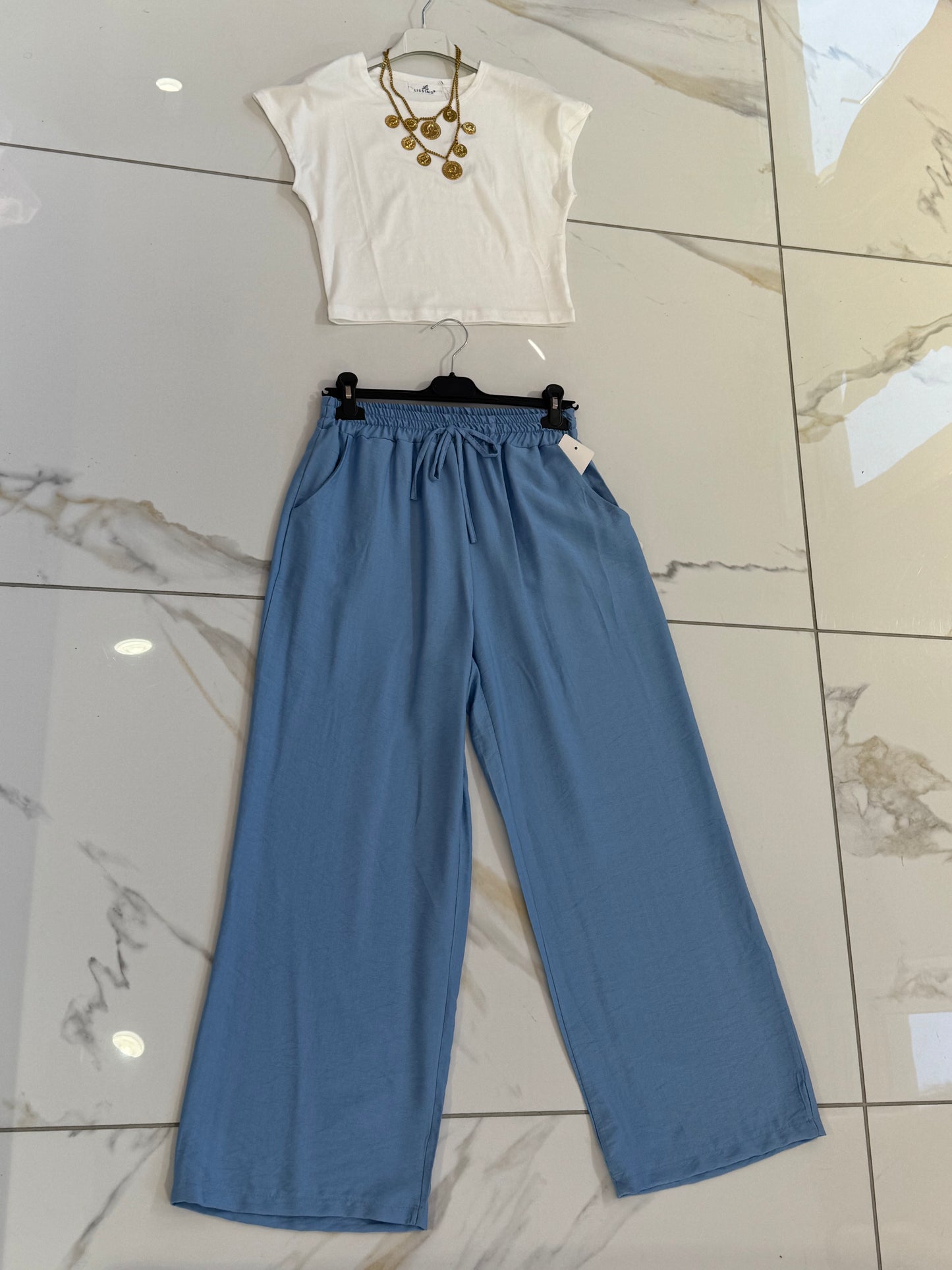 Pantalon fluide italien – bleu denim