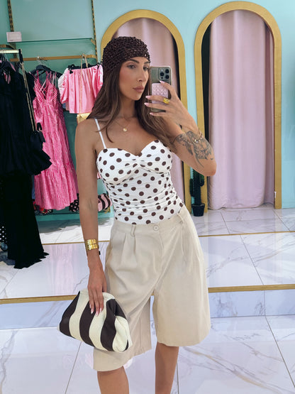 Body Bustier Stretch – beige à pois
