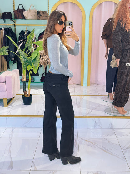 Jean Marivy noir – Flare Fit Low Rise
