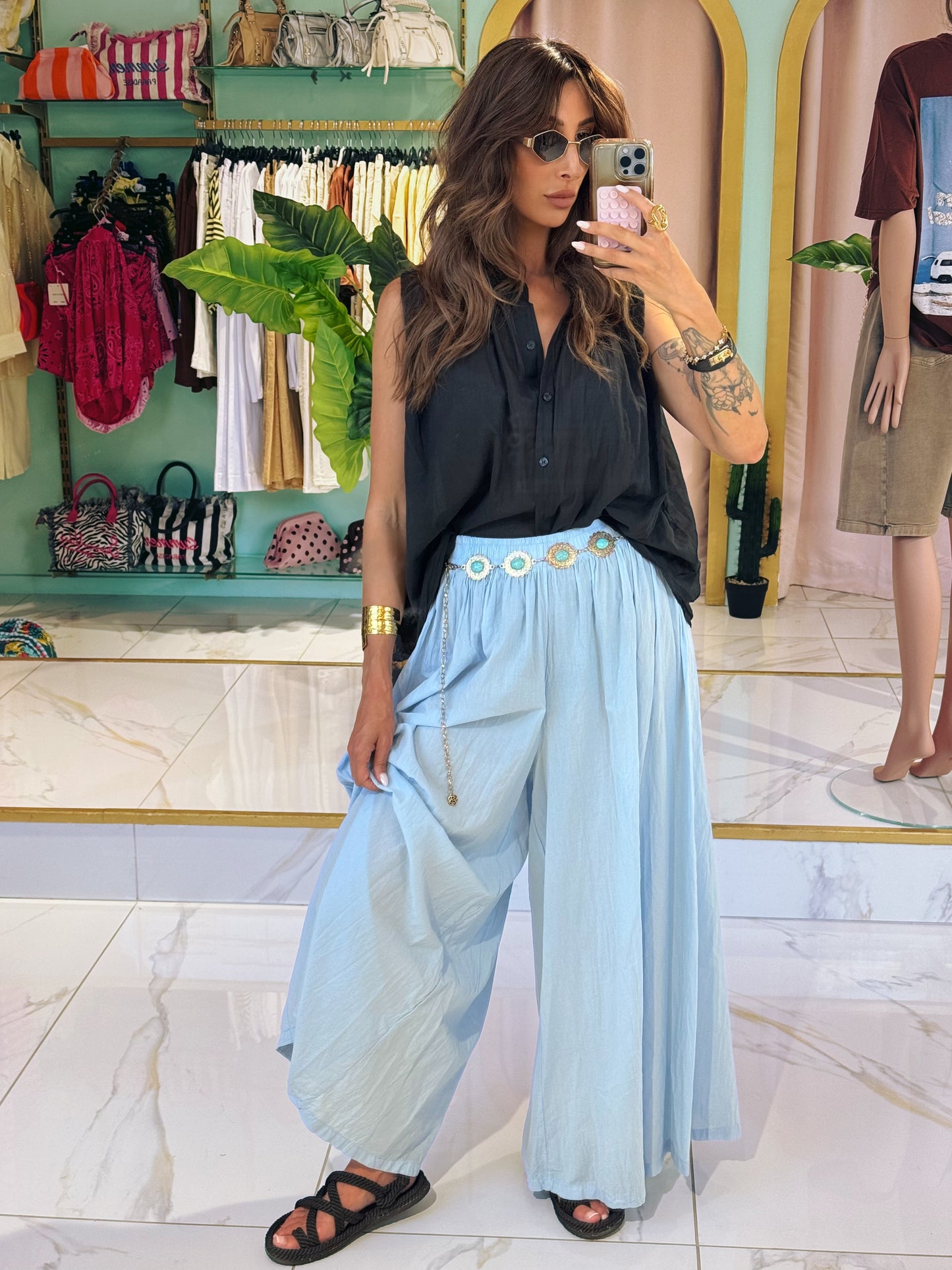 Pantalon jupe oversize - bleu ciel