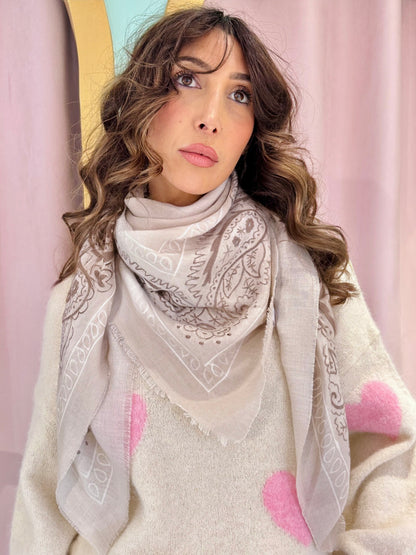 Chèche bandana beige clair