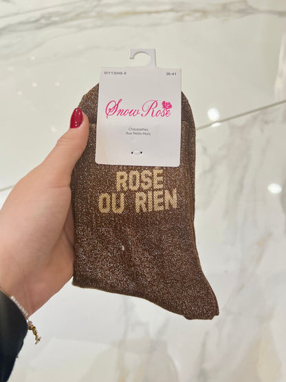 Chaussettes pailletées - message rosé ou rien
